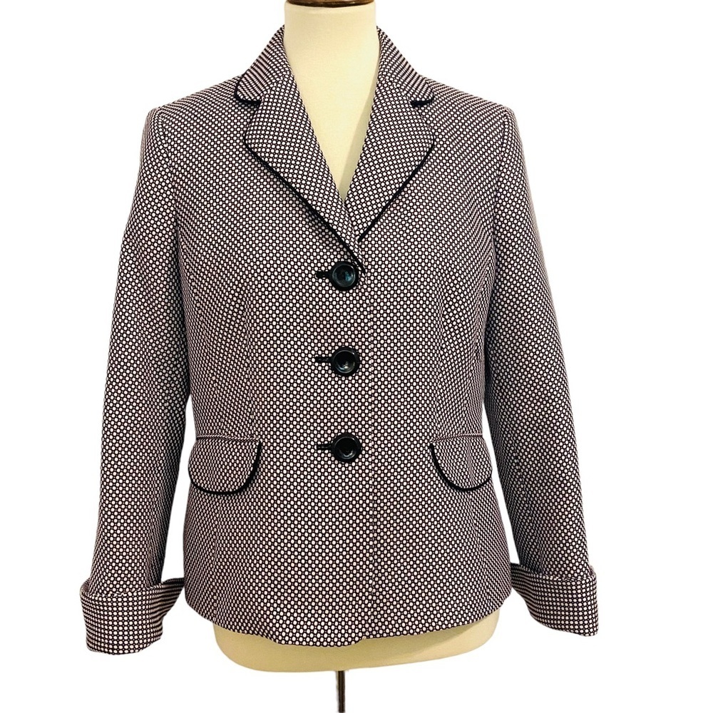 Evan Picone Black Label Pink & Black 3 Button Blazer Jacket Womens Sz M